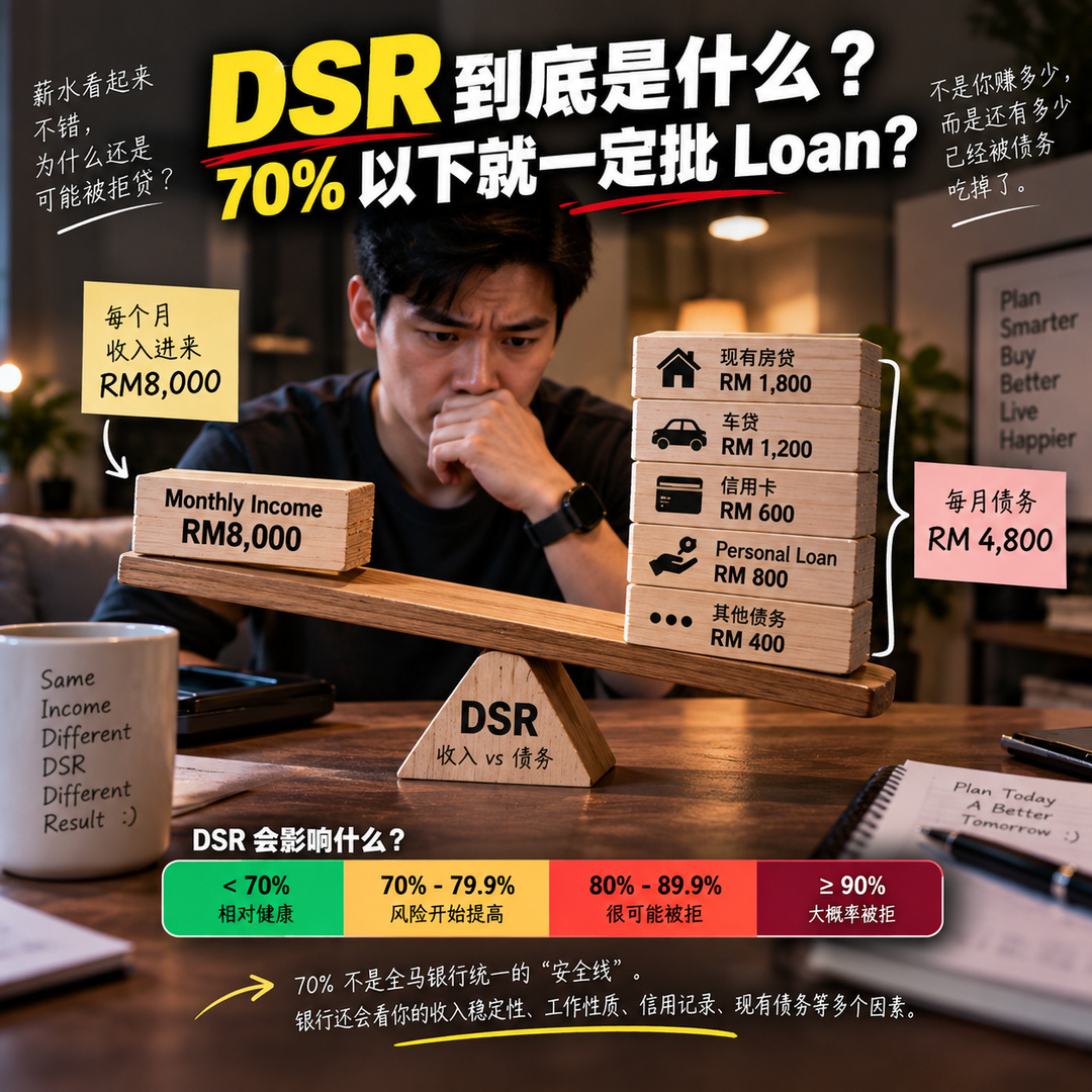 DSR 到底是什么?70% 以下就一定批 Loan?|Article Explanation Visual